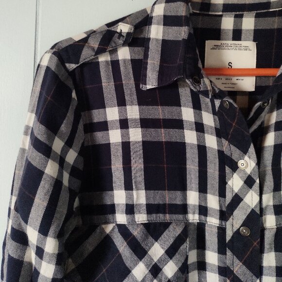 Zara Premium Denim Plaid Flannel Button Down Shirt - Picture 9 of 12